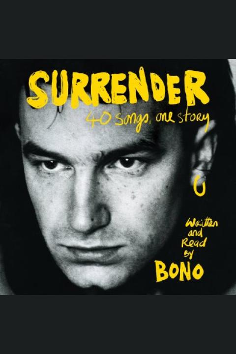 Black and white Bono with yellow earring drawn on and title/author in yellow text
